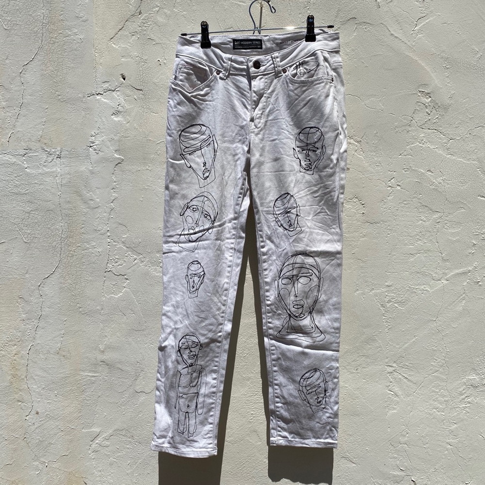 Lee Curvy Boyfriend fit cozy worn in white jeans